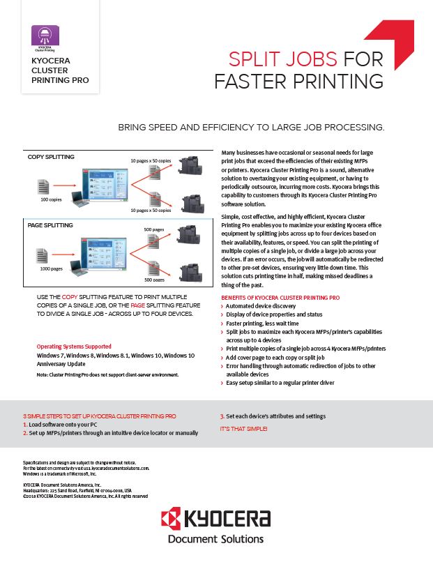 Kyocera, Software, Output Management, Kyocera Cluster Printing, Document Essentials