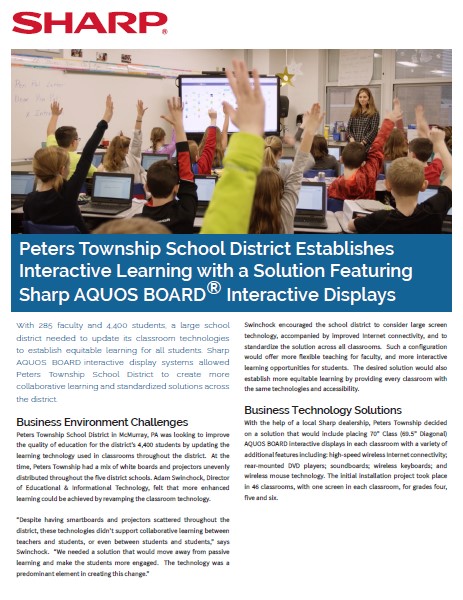 Sharp, Peters Township, School District, Aquos Board, Case Study, Education, Document Essentials